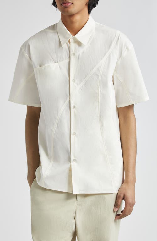 POST ARCHIVE FACTION 6.0 Short Sleeve Button-Up Shirt Center White at Nordstrom,