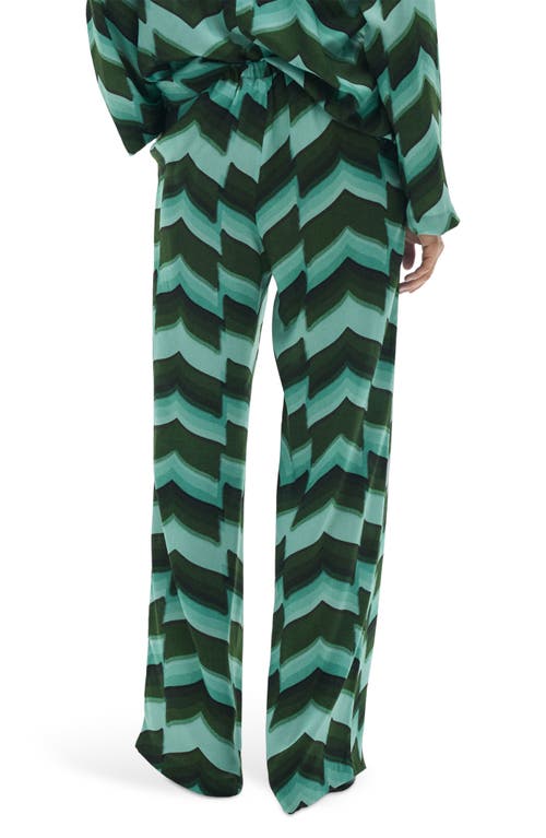 Mango Print Pull-on Straight Leg Pants In Green