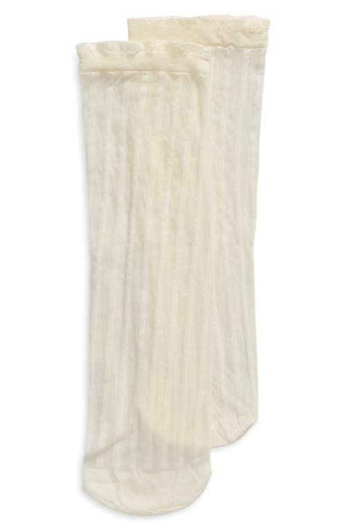 Shop Nordstrom Sheer Stripe Ankle Socks In Ivory Egret