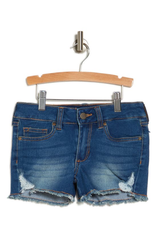 Shop Joe's The Kelly Distressed Cutoff Denim Shorts In Tinted Indigo