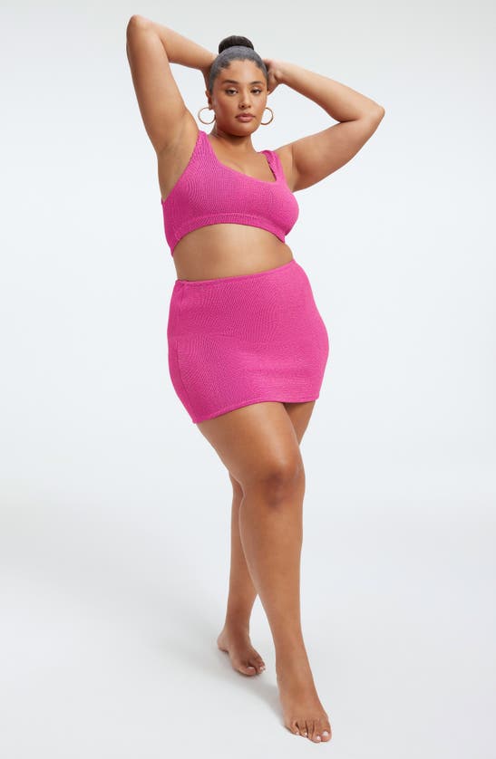 Shop Good American Always Fits Cover-up Miniskirt In Fuschia Pink001