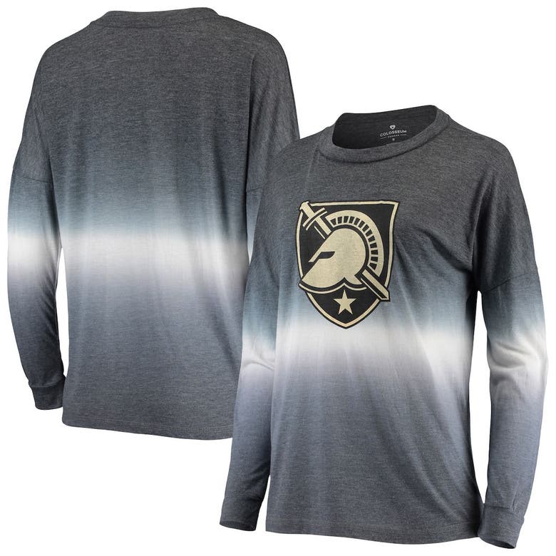Colosseum Heathered Black/heathered Gray Army Black Knights Winkle Dip Dye Long Sleeve T-shirt In Heather Black