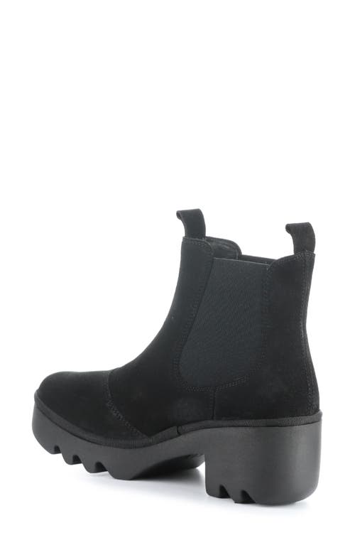 Fly London Trig Platform Chelsea Boot In Black Oil Suede