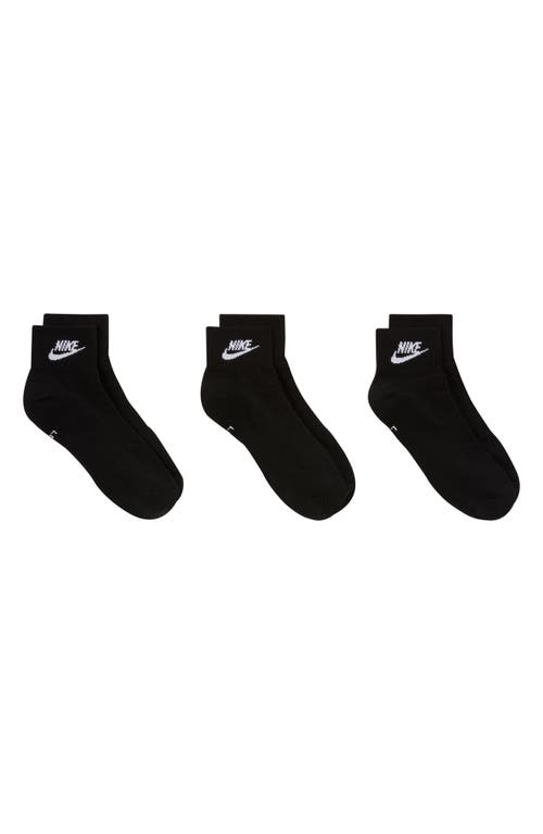 Nike Everyday Essential Ankle Sock 3 Pack In Black & White In Black/white