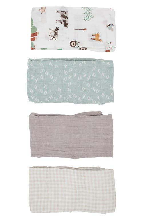 little unicorn 4-Pack Cotton Muslin Blankets in Farmyard at Nordstrom