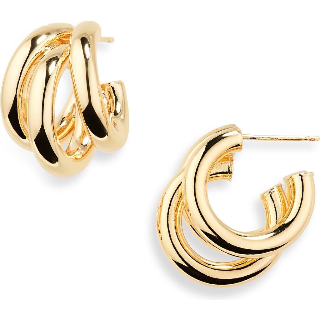 Shop Nordstrom Rack Triple Design Hoop Earrings In Gold