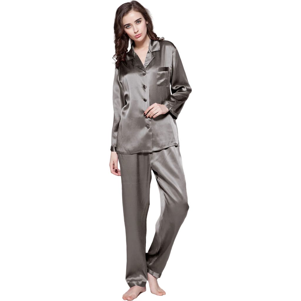 Shop Lilysilk Full Length Silk Pajamas Set In Dark Gray