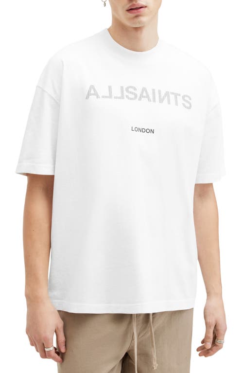 AllSaints Cutout Oversize Graphic T-Shirt in Optic White at Nordstrom, Size Xx-Large