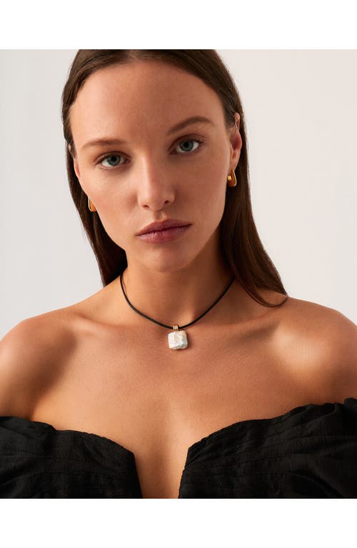 Missoma Square Freshwater Pearl Pendant Necklace In Gold