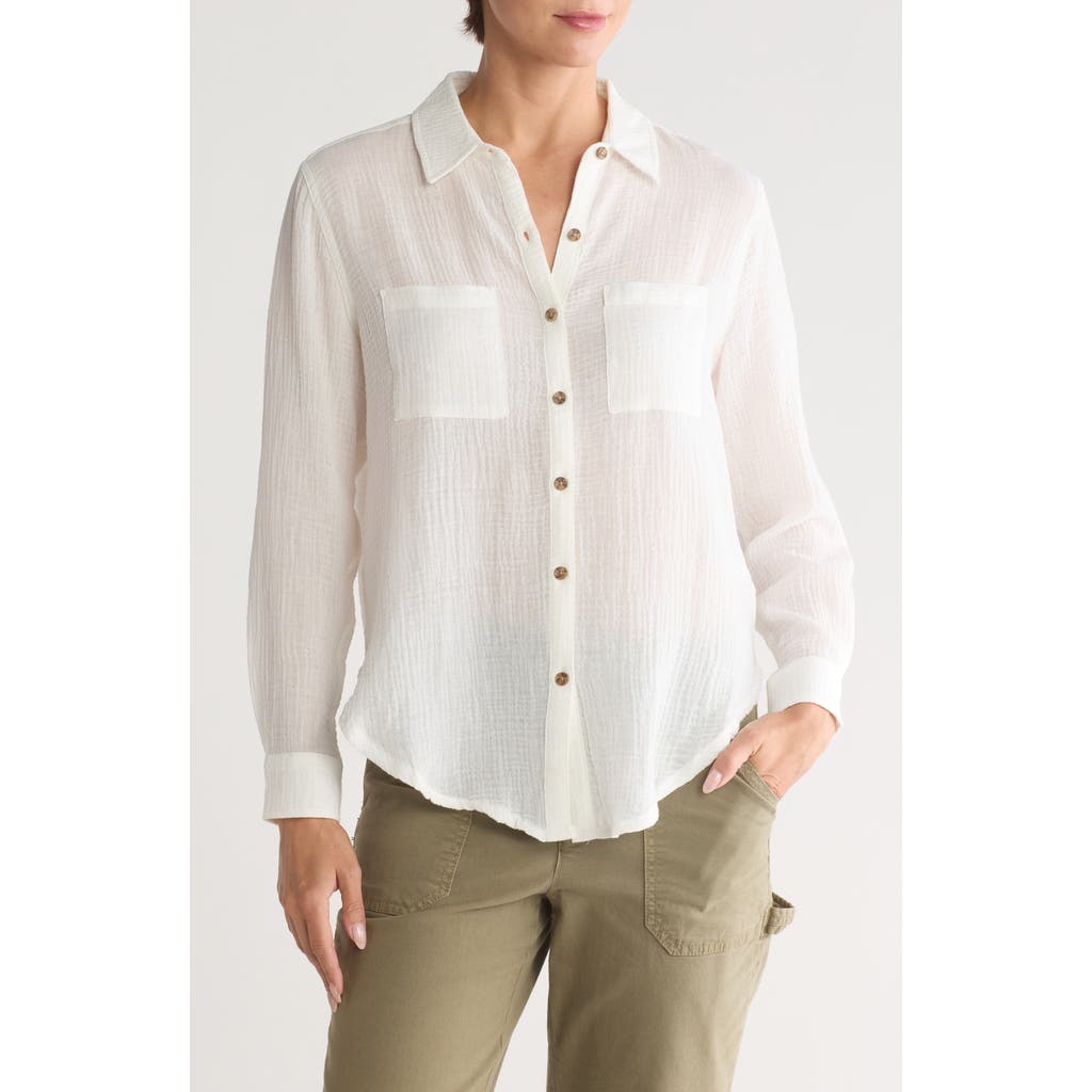 Marine Layer Reese Cotton Button-up Shirt In White