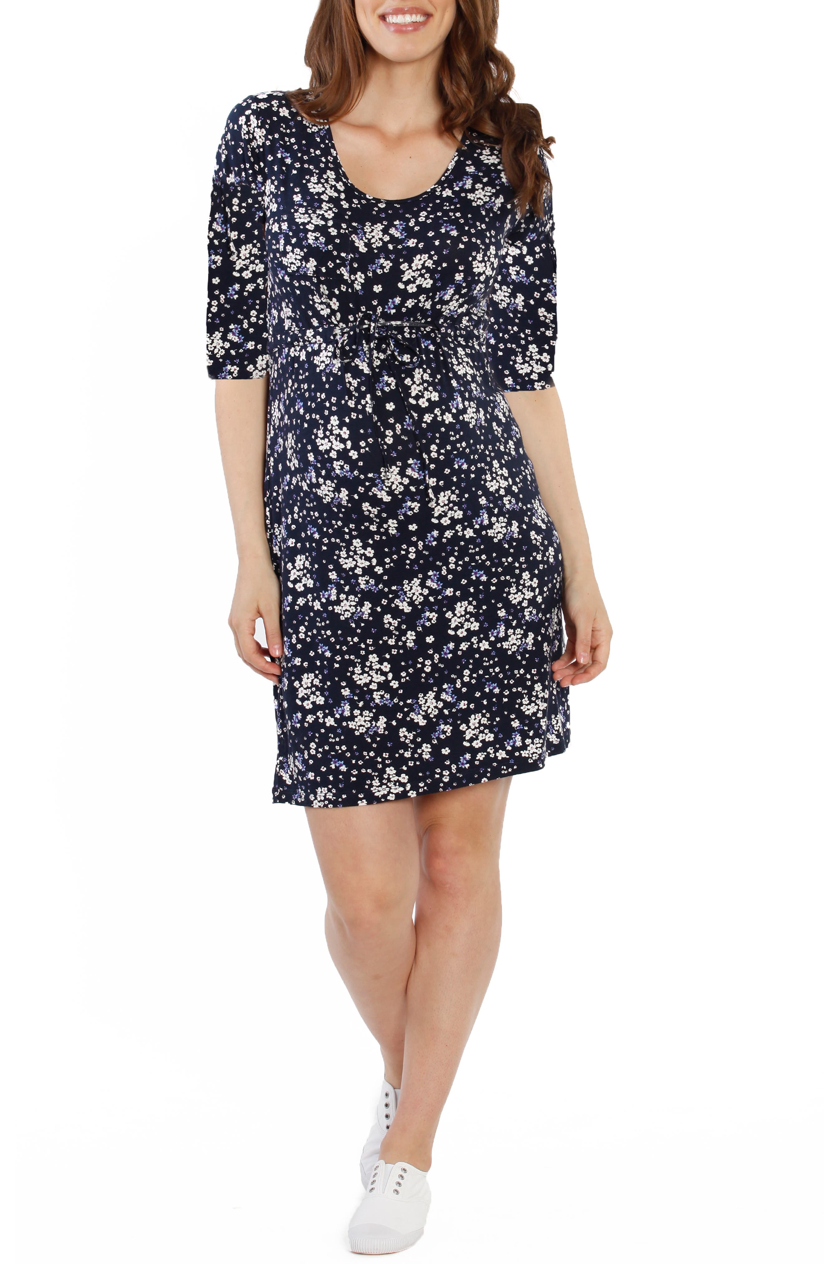 Angel Maternity Drawstring Maternity Dress, Blue