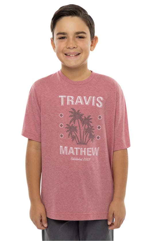 Shop Travis Mathew Travismathew Kids' Feeling Loco Graphic T-shirt In Heather Earth Red