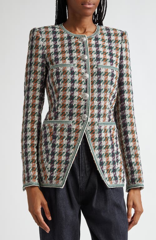 Shop Veronica Beard Alessia Cotton Blend Tweed Jacket In Light Forest Multi