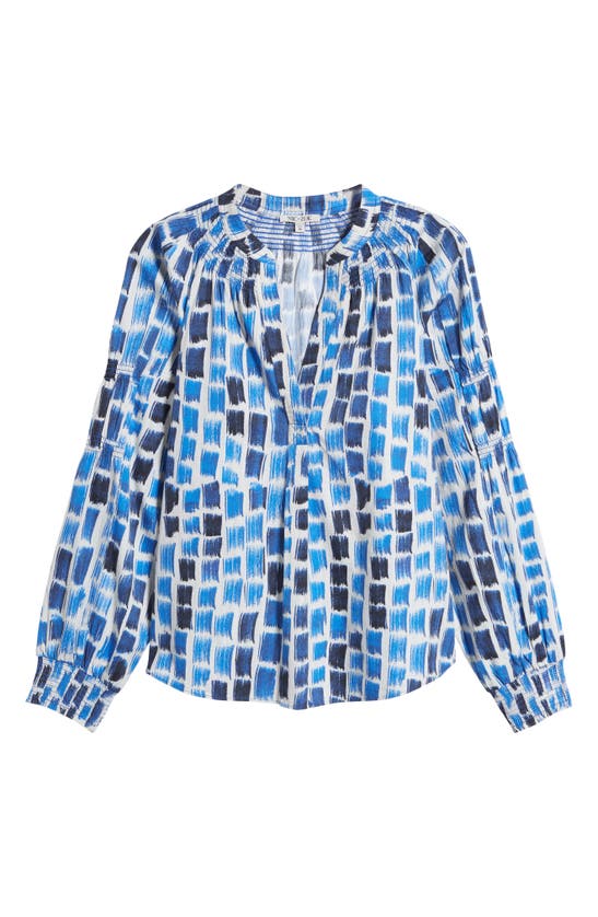 Nic + Zoe Brushstrokes Print Pullover Top In Blue Multi