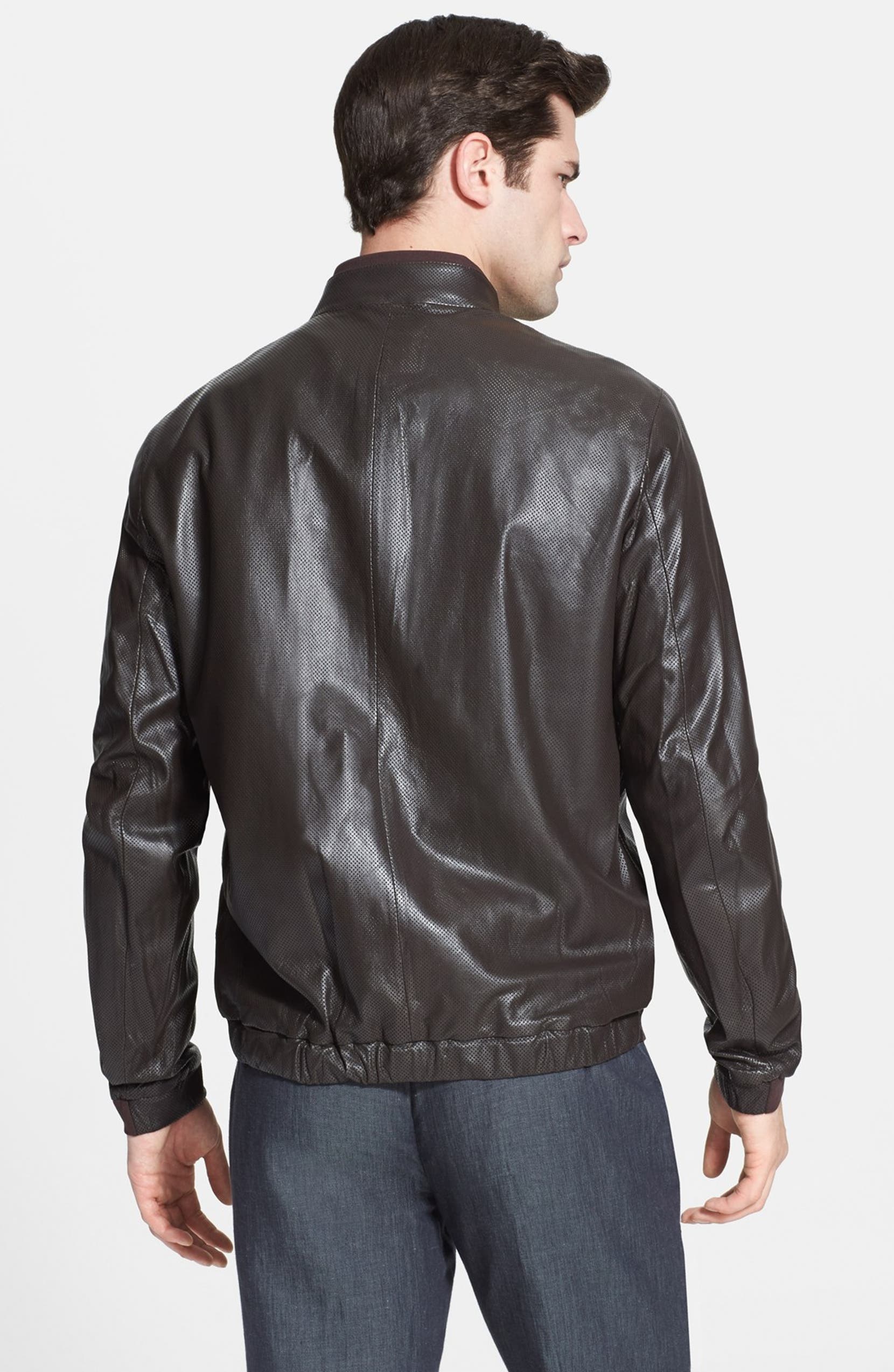 Armani Collezioni Perforated Leather Jacket Nordstrom