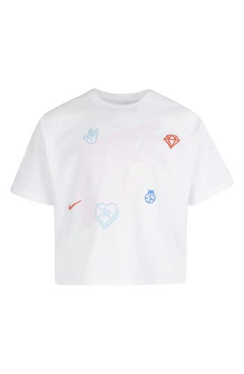 Nike Little Girls Love Icon Boxy Short Sleeves T-shirt In White