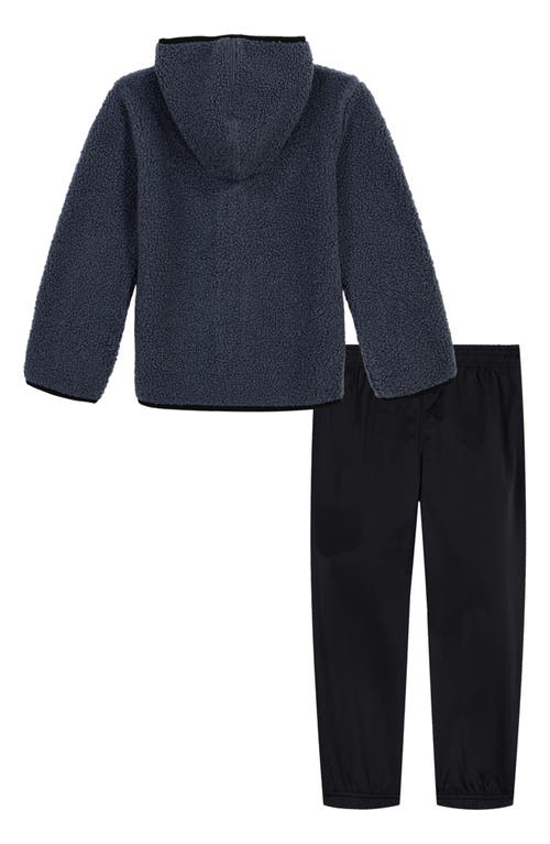 Under Armour Kids' Faux Shearling Zip Hoodie & Fleece Pants Set In Downpour Gray