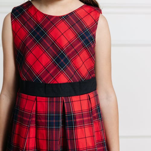 Hope & Henry Baby Girls' Pleated Party Dress, Infant In Red Holiday Plaid