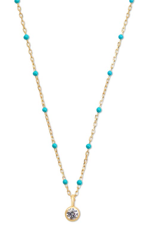 Shop Argento Vivo Sterling Silver Cubic Zirconia Pendant Enamel Station Chain Necklace In Gold