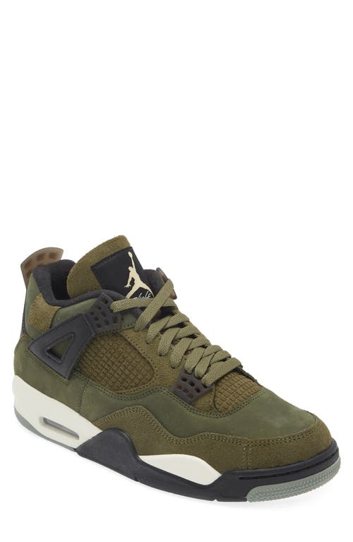 Air Jordan 4 Retro SE Craft Sneaker in Medium Olive/Pale Vanilla