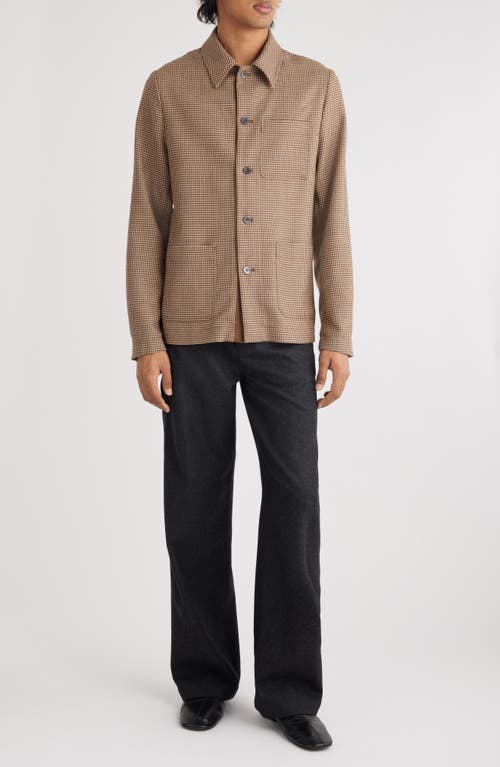 Shop Dries Van Noten Callop Houndstooth Wool Blend Button-up Shirt In Camel