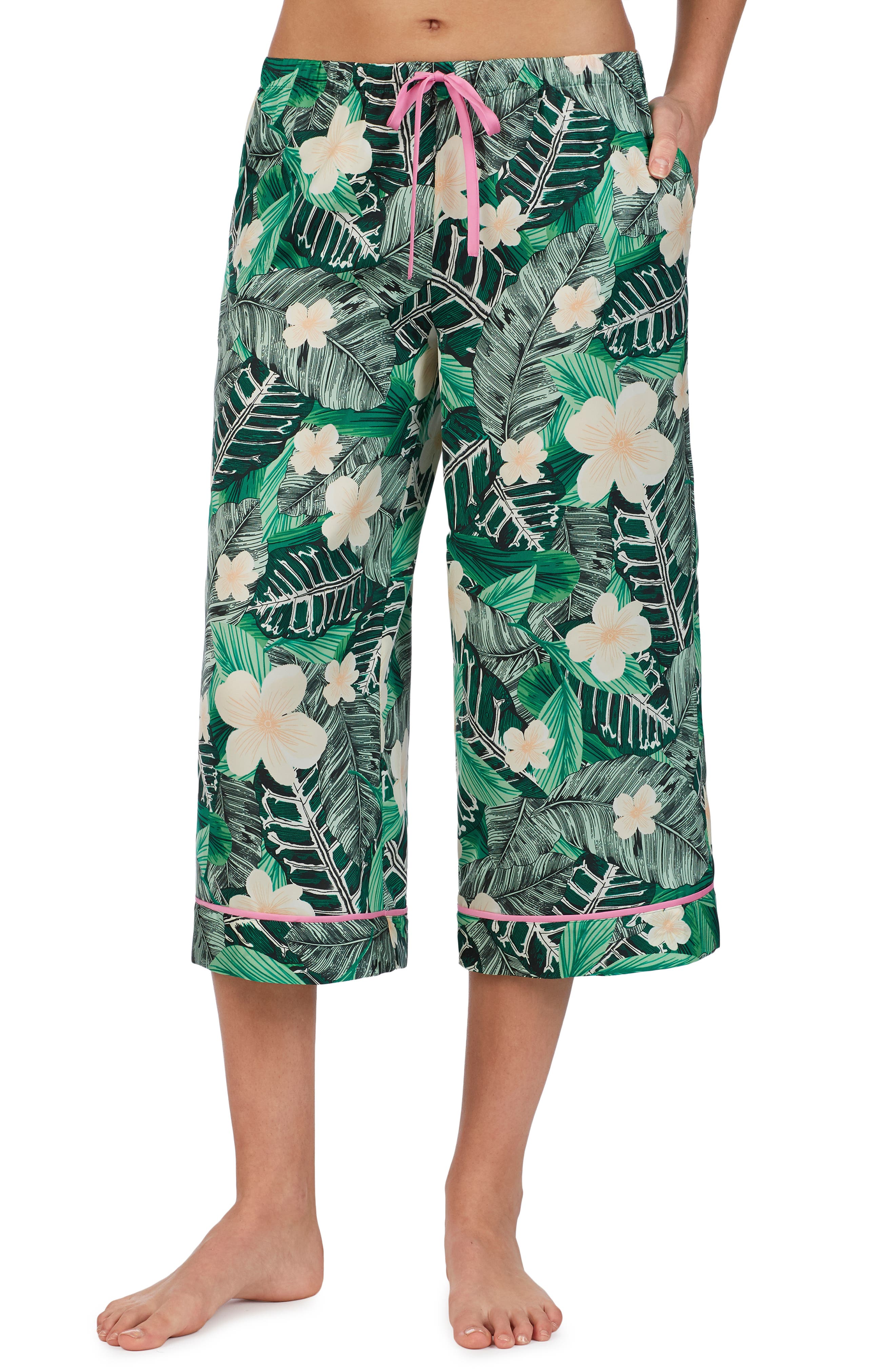 Room Service Wide Leg Crop Pajama Pants, Green (Nordstrom Exclusive)