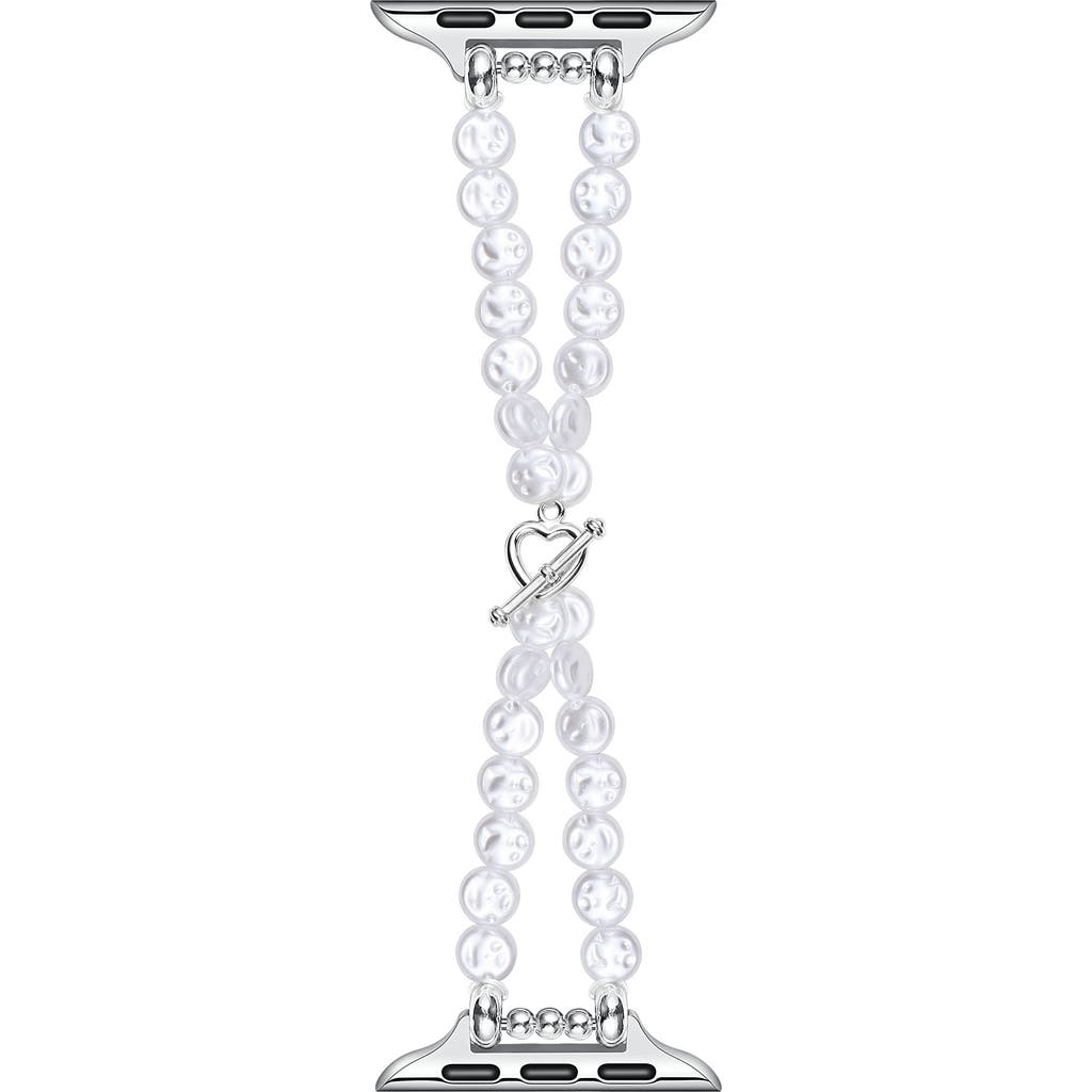 The Posh Tech Eloise Imitation Pearl Apple Watch® Bracelet Watchband In White