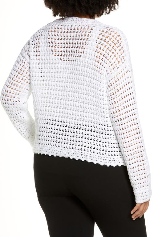 Shop Vince Crochet Cotton Cardigan In Optic White