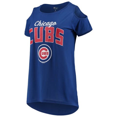 Women's Royal Chicago Cubs Stripe Long Sleeve Tunic T-Shirt