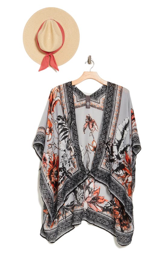 Shop Vince Camuto Tropical Blooms Topper & Sun Hat Set In Chambray