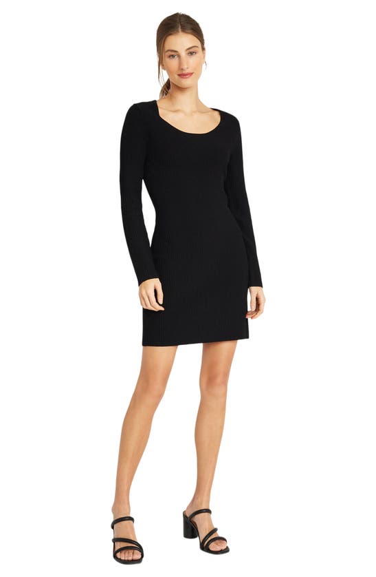 Shop Donna Morgan For Maggy Rib Long Sleeve Body-con Dress In Black