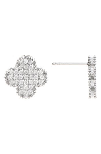 Rivka Friedman Cz Earrings In White Rhodium