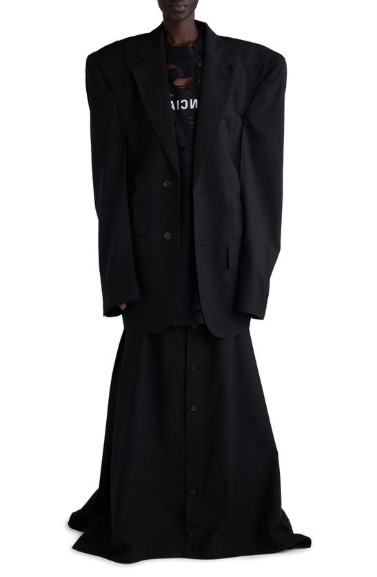Shop Balenciaga Hybrid Maxi Skirt Wool Barathea Pants In Black