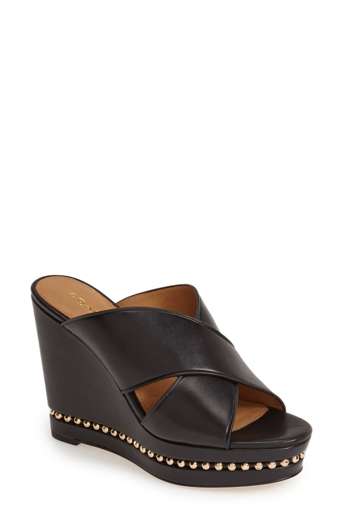 COACH 'Emily' Leather Wedge Sandal (Women) Nordstrom
