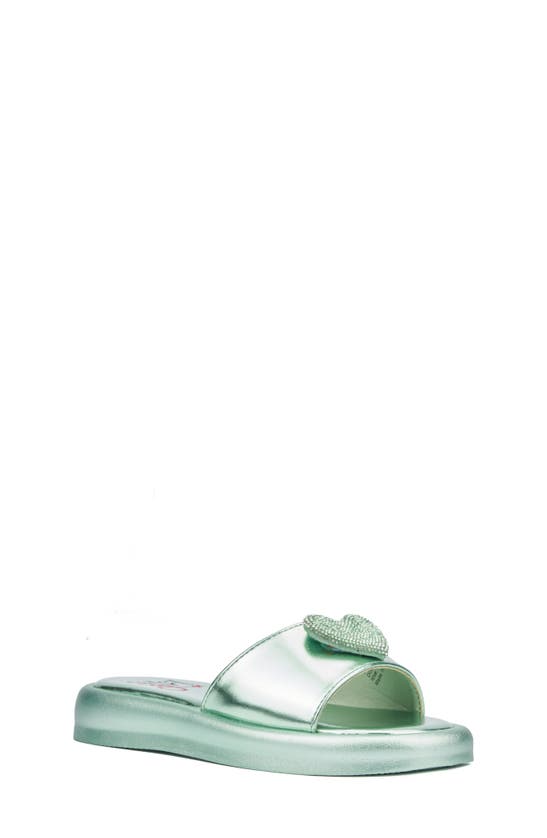 Olivia Miller Kids' Heart Ornament Slide Sandal In Green