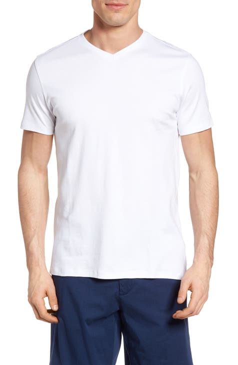 Men's Fashion High Elastic Sports Tight-fitting Male Soild Color V-neck T- shirt Tops Shirt
