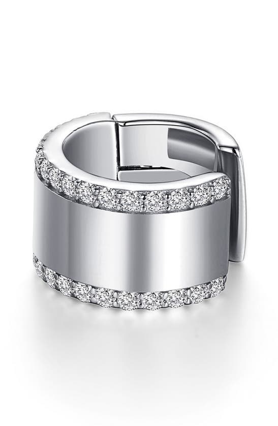 Lafonn Single Polished Pavé Simulated Diamond Ear Cuff In Silver