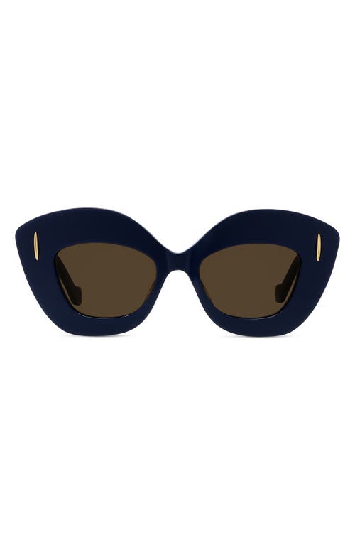 Loewe Anagram 48mm Small Cat Eye Sunglasses In Blue