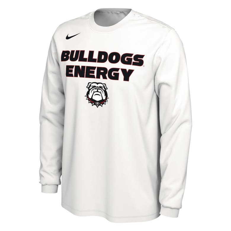 Shop Nike Unisex   White Georgia Bulldogs 2024 On-court Bench Energy Long Sleeve T-shirt