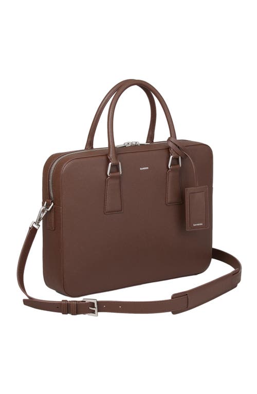 Shop Sandro Synthetic Leather Briefcase In Black Brown