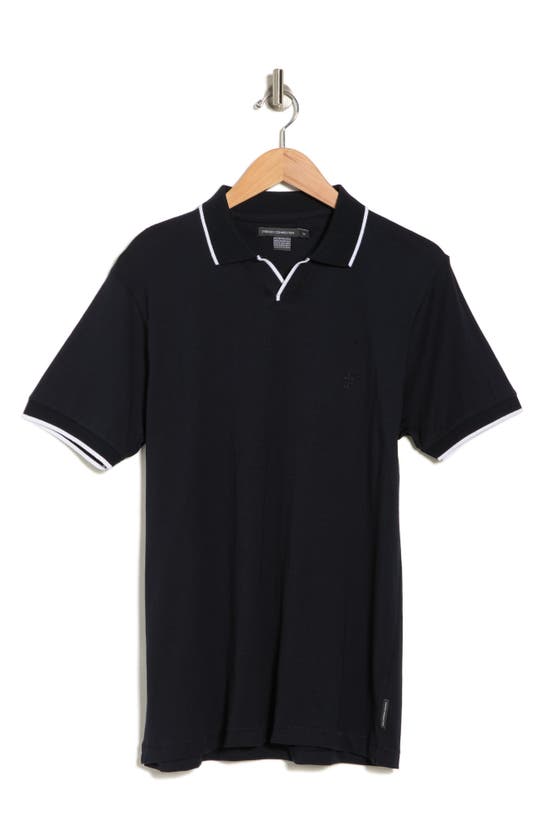 French Connection Trophy Tipped Cotton Polo In Marine-white