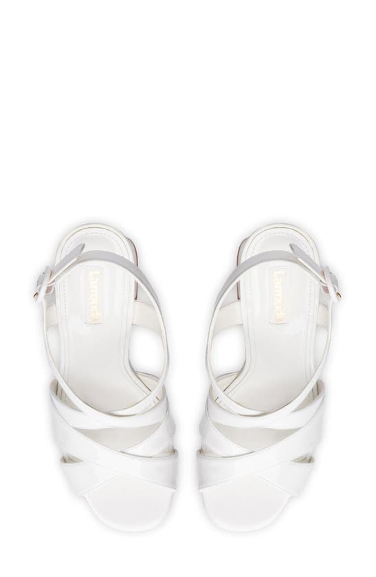 Larroude Bee Ankle Strap Platform Sandal In White