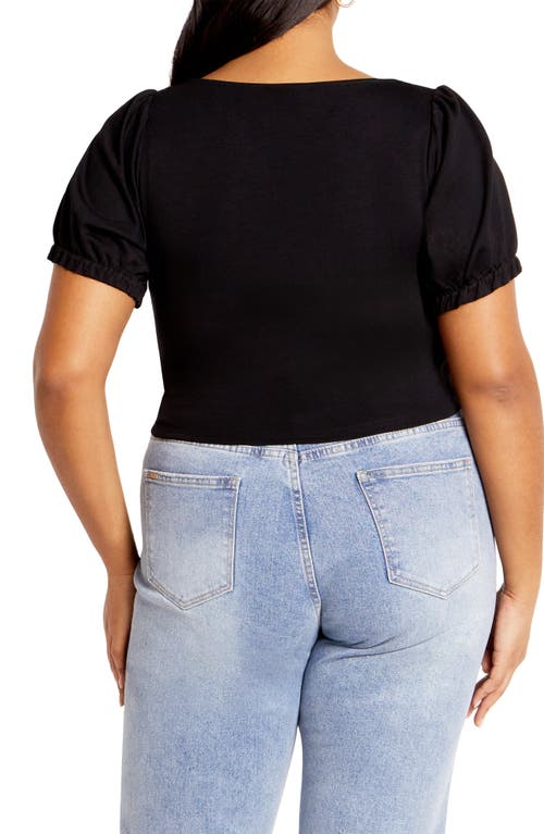 City Chic Puff Sleeve Corset Top In Black