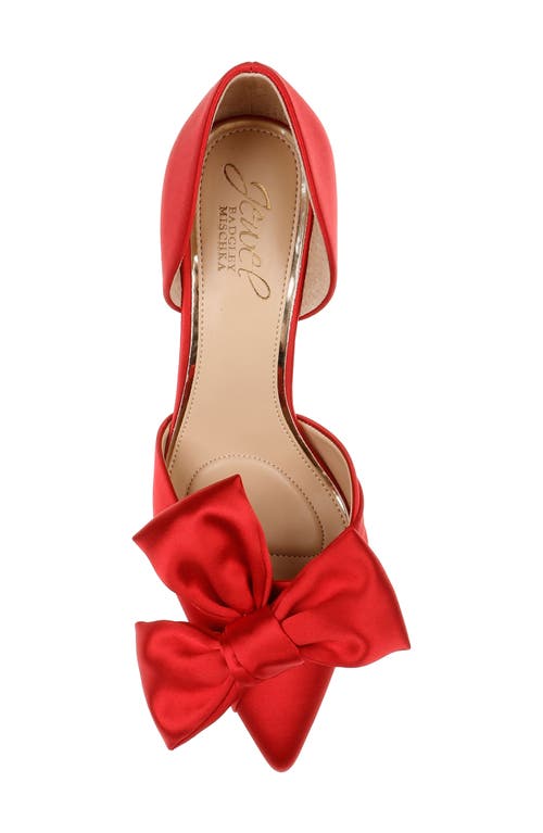 Shop Jewel Badgley Mischka Sidney Pointed Toe D'orsay Pump In Red Satin