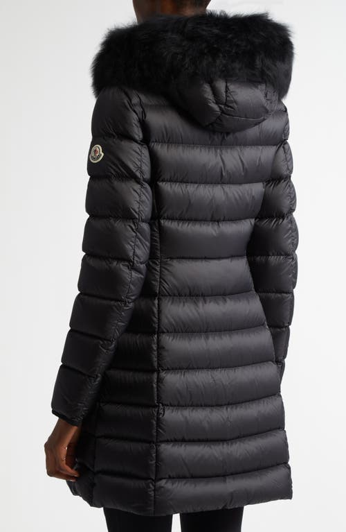 Shop Moncler Hirmafur Hooded Down Puffer Jacket With Removable Genuine Shearling Trim In Black/black