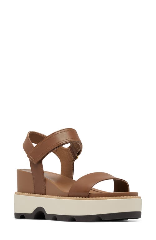 Sorel Joanie Iv Platform Wedge Slide Sandal In Velvet Tan/blackened Brown