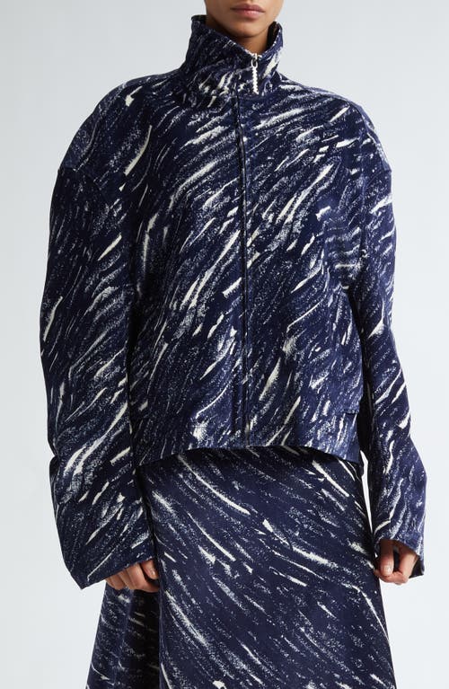 Shop Marni Cotton Stretch Fleece Cocoon Jacket In Midnight