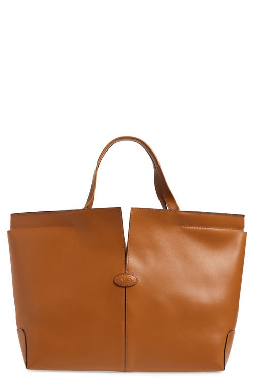 Shop Tod's Di Bag Folio Leather Shopper In Cuoio