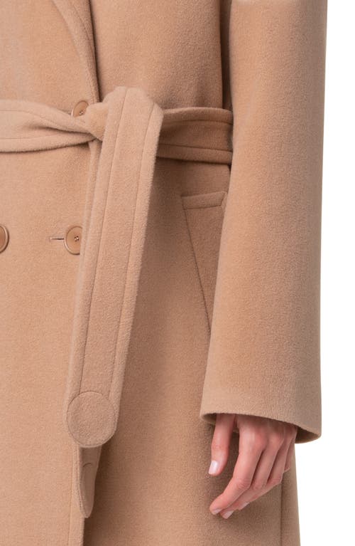Akris Punto Double Breasted Belted Wool Blend Coat In Malt