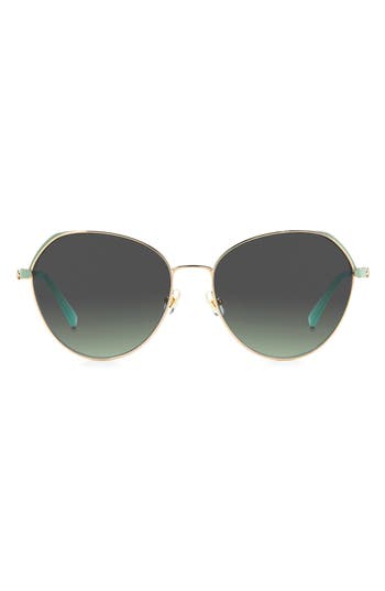 Kate Spade Octavia 59mm Gradient Round Sunglasses In Gold Green/gray Green
